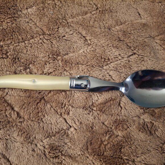 6 Jean Dubost LAGUIOLE IVORY France 8 3/8" Soup Spoons - Picture 4 of 15